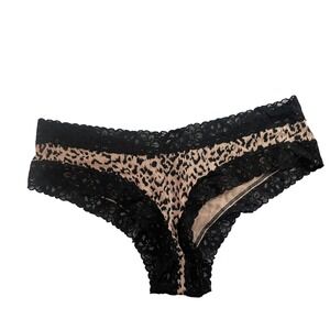 New Victoria's Secret VS Cheeky Large Leopard Print Panty Cotton Lace-Wild Luxe